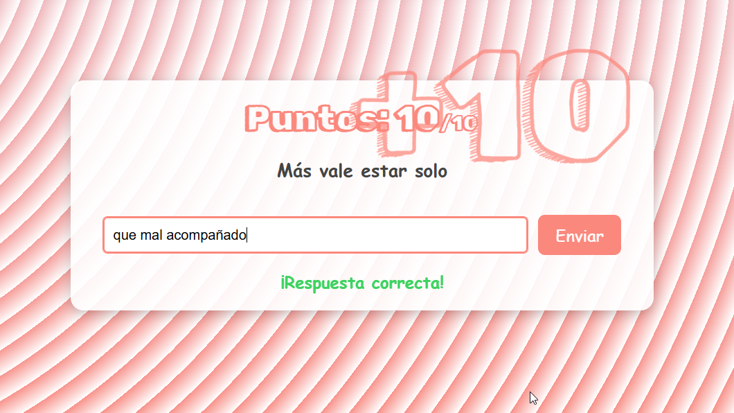 Imagen de ejemplo de un mensaje de acierto