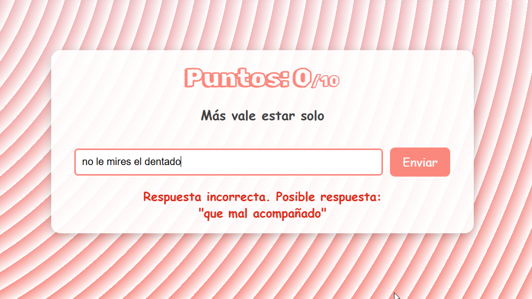 Imagen de ejemplo de un mensaje de fallo en el juego